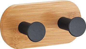 MSV samolepicí věšák se 2 háčky YONO, černý, bambus, ocel, 94 × 53 × 36 mm