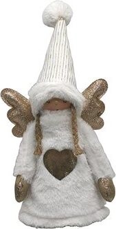 GOBA Vianočná dekorácia – anjel so zlatým srdcom 38 cm