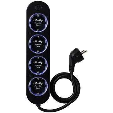 Shelly Powerstrip 4, 4-zásuvka s meraním spotreby, WiFi, čierna