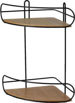 DOCHTMANN Rohová polička 2 poschodia – kov, bambus čierna 20 × 20 × 33 cm