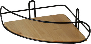 DOCHTMANN Rohová polička kov, bambus čierna 20 × 20 × 7 cm