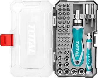 TOTAL-TOOLS Skrutkovač račňový a hodinársky s orechmi a hrotmi, súprava 55 ks, industrial