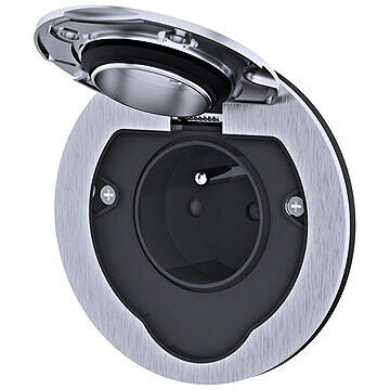 Solight vestavná podlahová zásuvka, IP55, kulaté víčko, nerez ocel