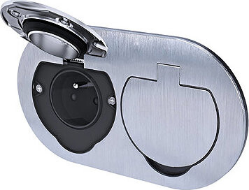 Solight vestavná podlahová dvojzásuvka, IP55, kulaté víčko, nerez ocel