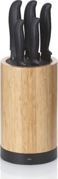KELA Sada nožů ve stojanu Acida bambus černý 24 cm 13 cm