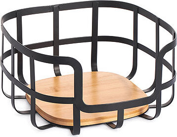 MSV Košík na ovoce Elie, matná černá, ocel, bambus