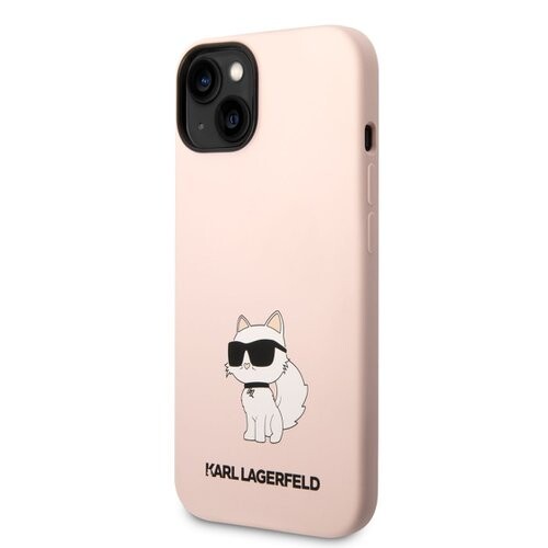 Puzdro Karl Lagerfeld Liquid Silicone Choupette NFT iPhone 14 Plus - ružové
