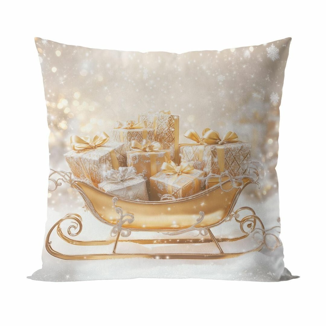 Povlak na polštář GOLDEN SLEIGH 40x40 cm bílý/zlatý