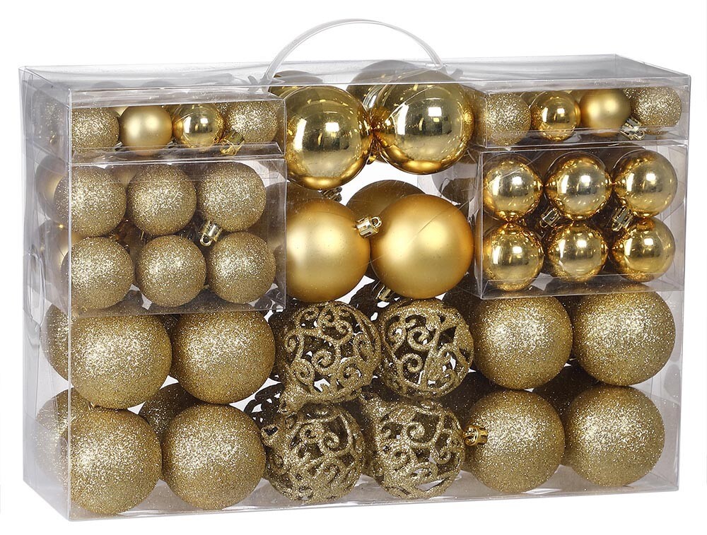 Sada vánočních baněk REGALO 100 ks zlatá