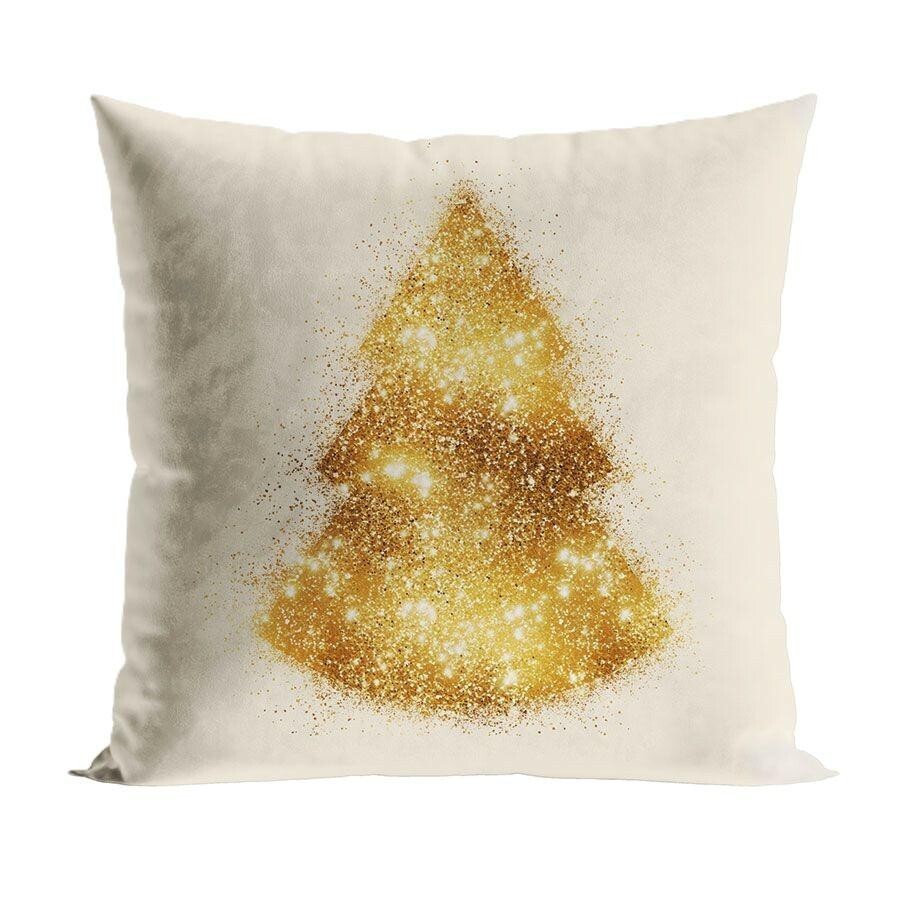 Vánoční povlak na polštář Glitter Tree 40x40 cm béžovo-zlatý