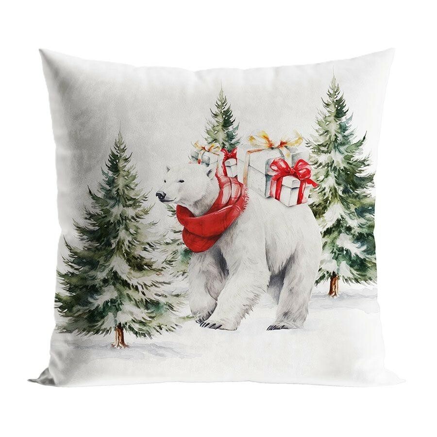 Vánoční povlak na polštář Polar Bear 45x45 cm bílý