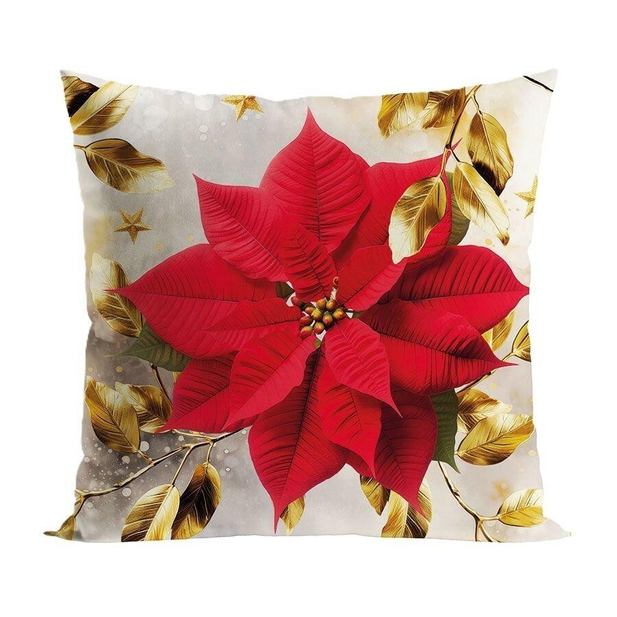 Vánoční povlak na polštář Star of Bethlehem 40x40 cm béžovo-červený