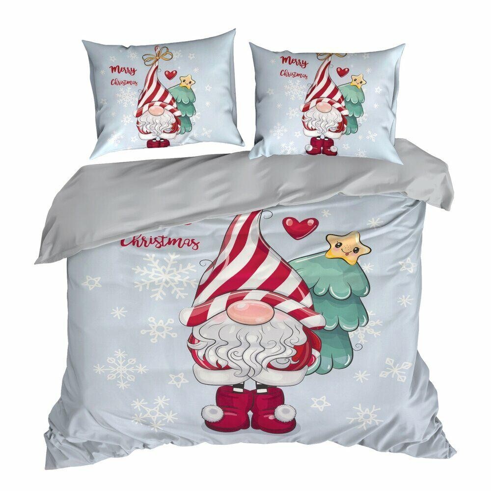 Vánoční povlečení z mikrovlákna Beiner 220x200 + 2x 70x80 cm šedé