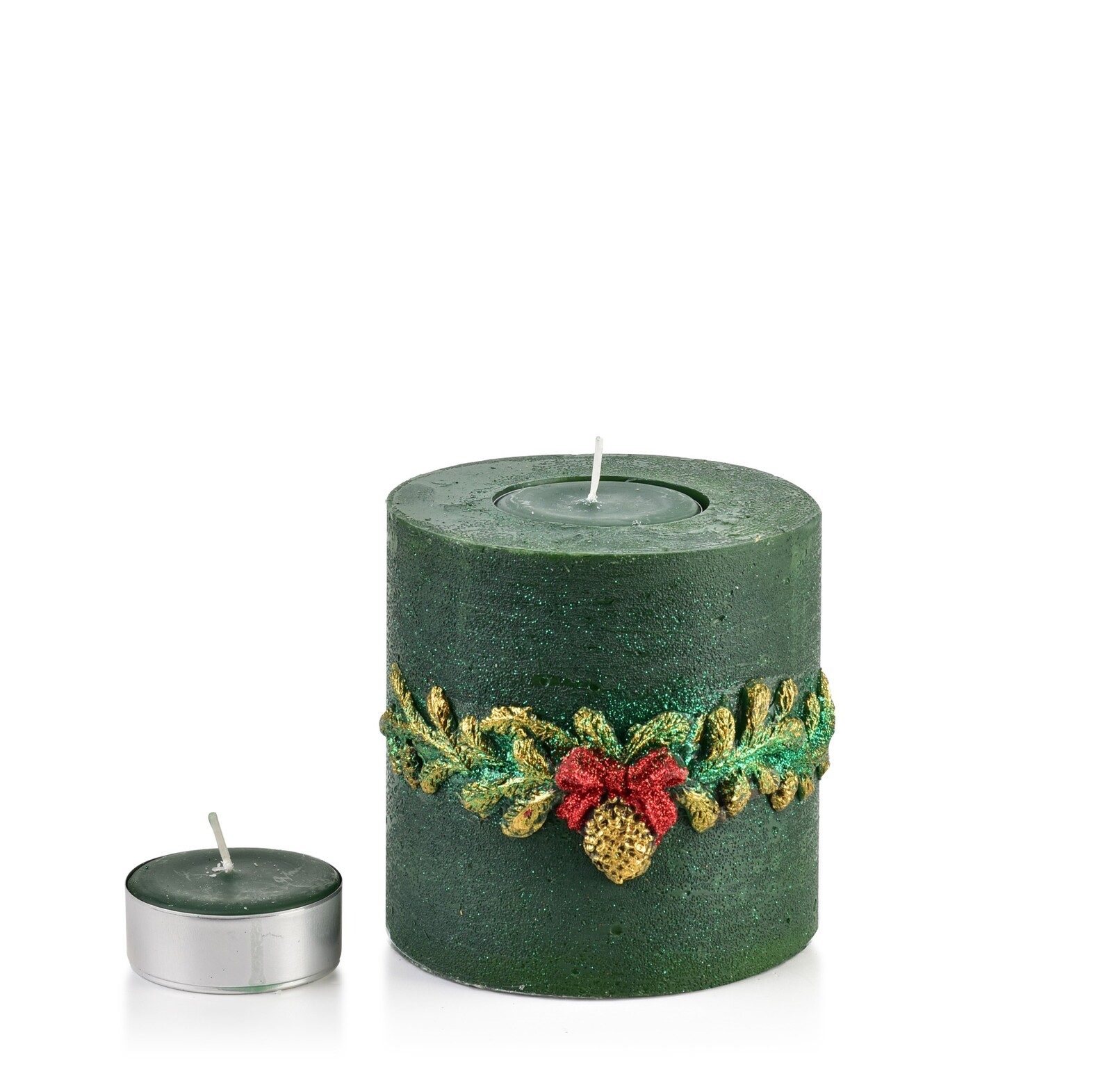 Vánoční svícen Girlanda 12 cm zelený