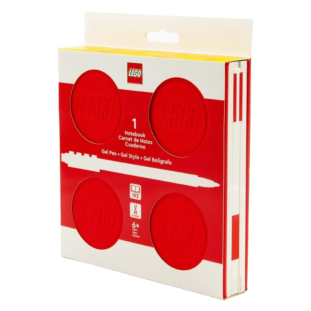 LEGO Zápisník s gélovým perom ako klipom a náhradnou náplňou - červený