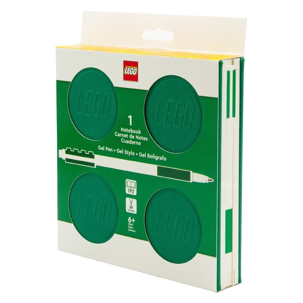 LEGO Zápisník s gélovým perom ako klipom a náhradnou náplňou - zelený