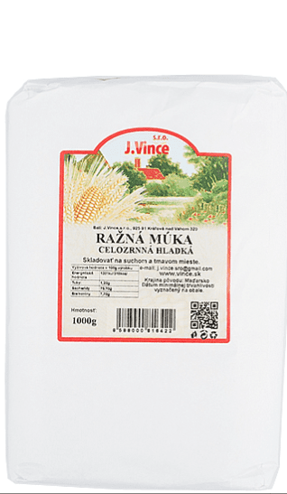 EIDOS Ražná celozrnná múka hladká 1kg Vince 1000g