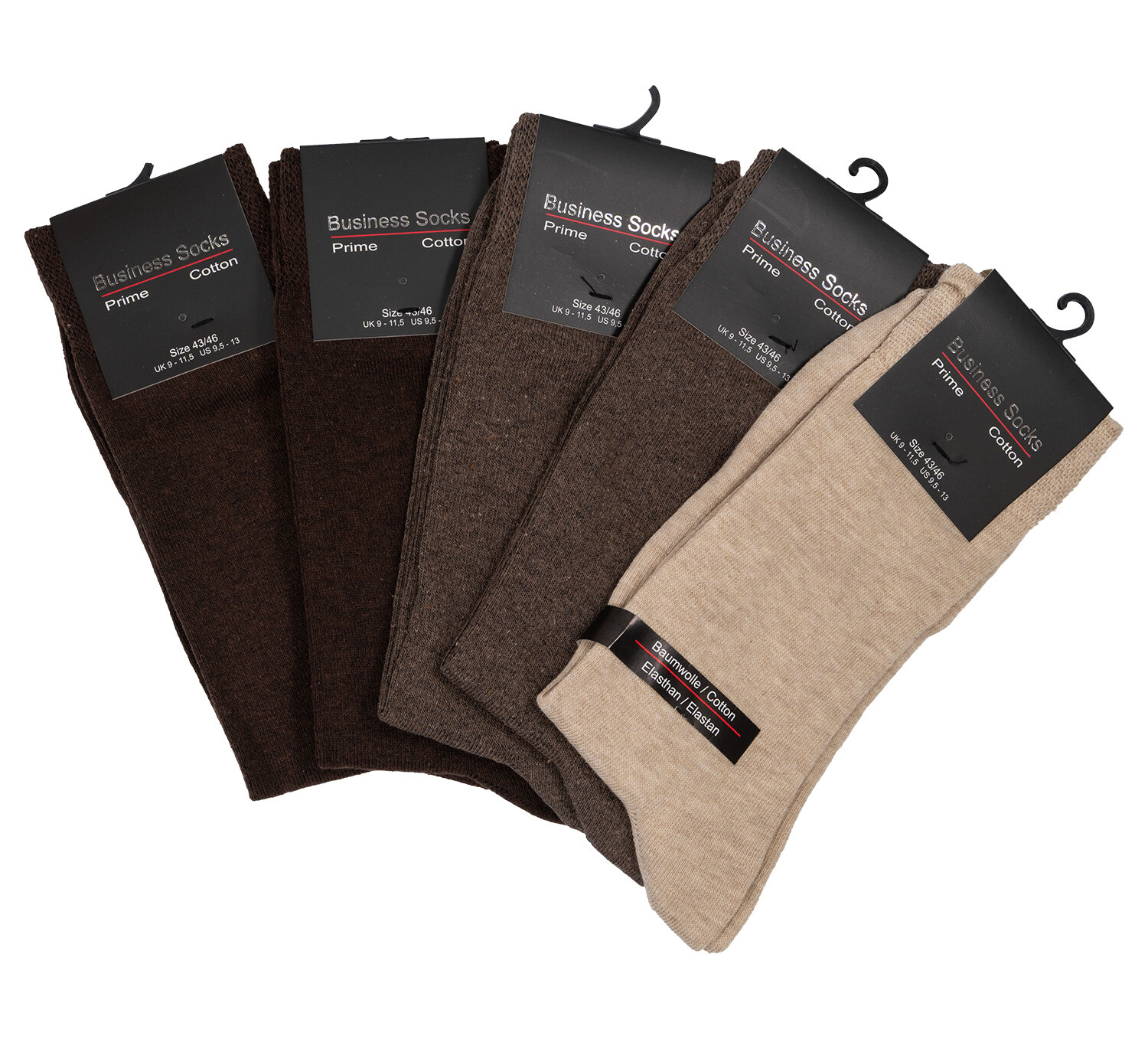 Business Socks Pánske bavlnené business ponožky 5 párov - odtiene hnedej Veľkosť: 39-42