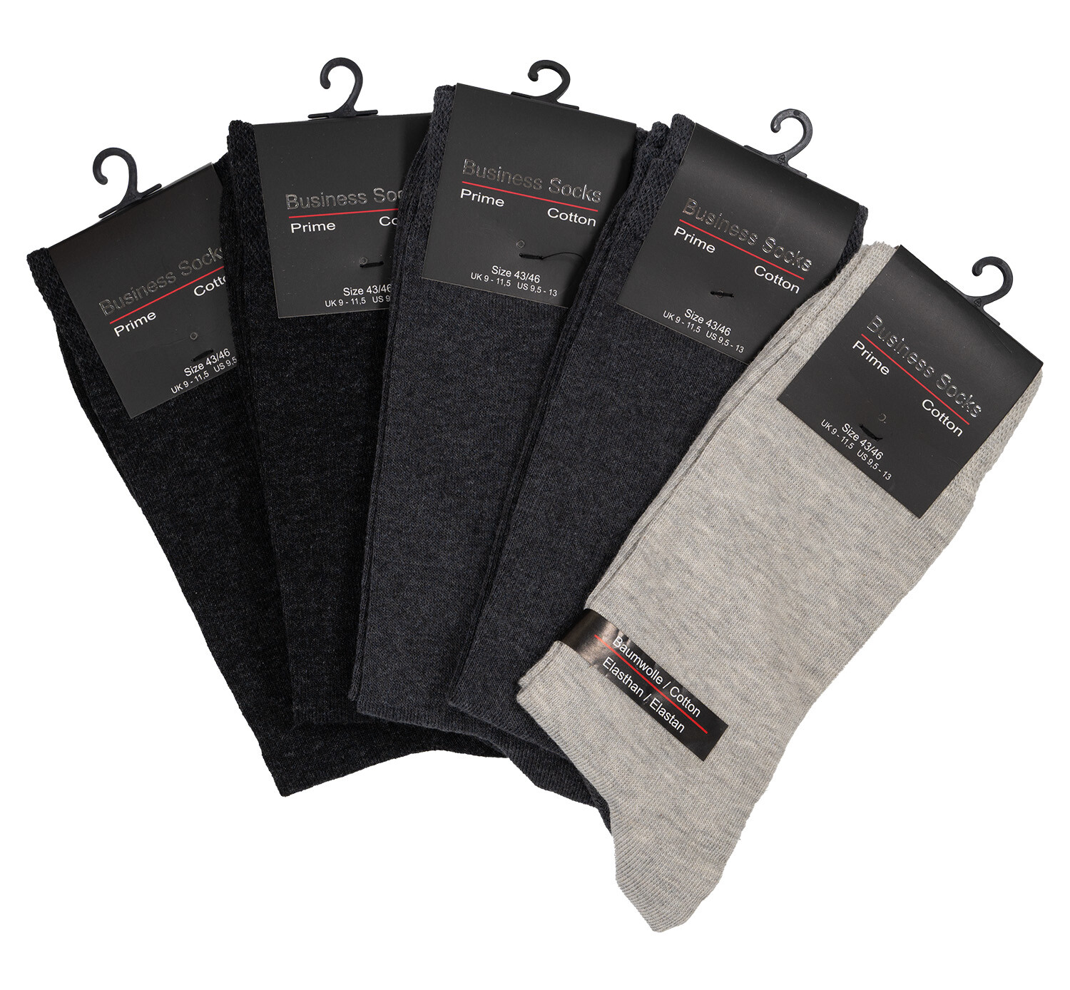 Business Socks Pánske bavlnené business ponožky 5 párov - odtiene sivej Veľkosť: 39-42