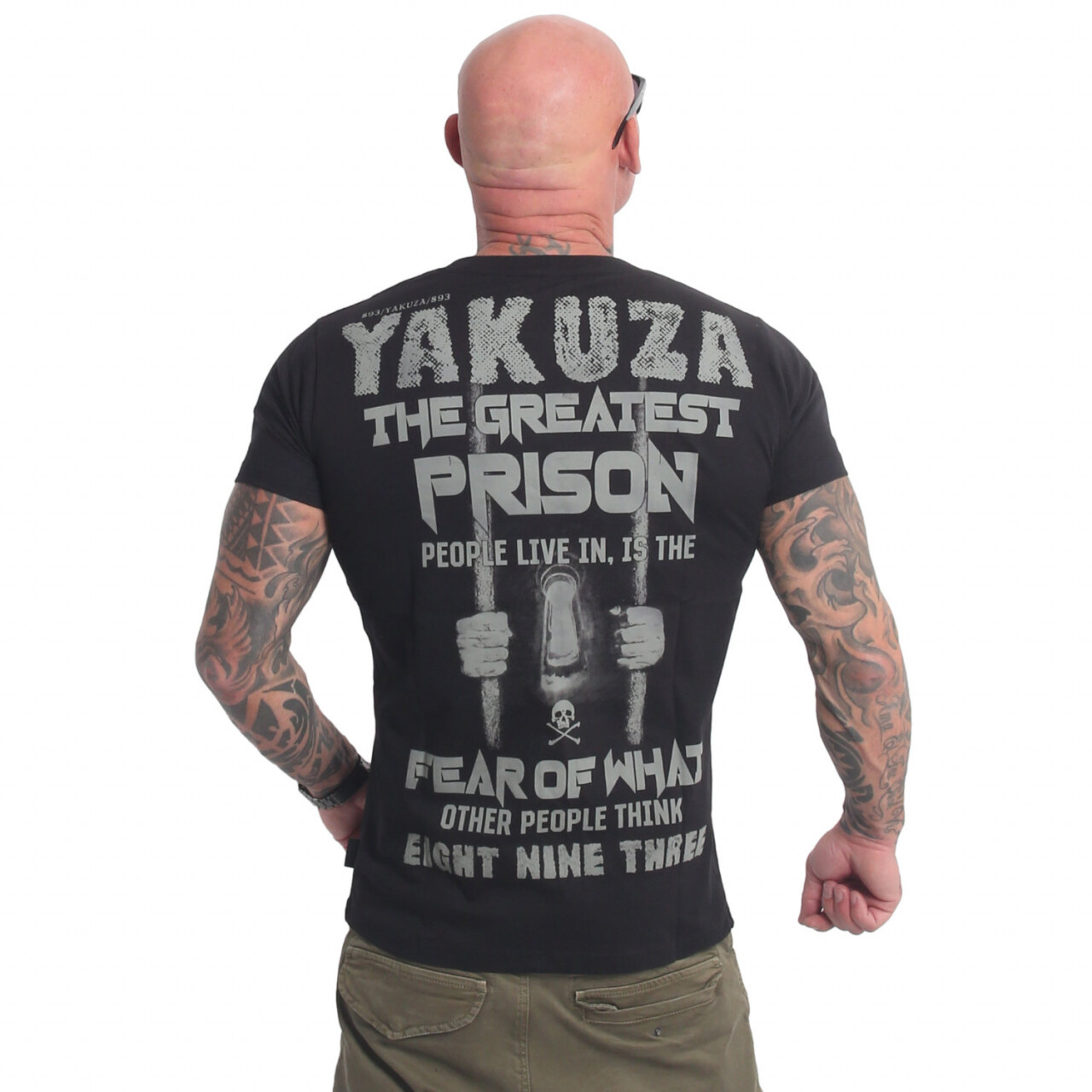 Tričko pánske Yakuza Prison - čierne-sivé, 4XL
