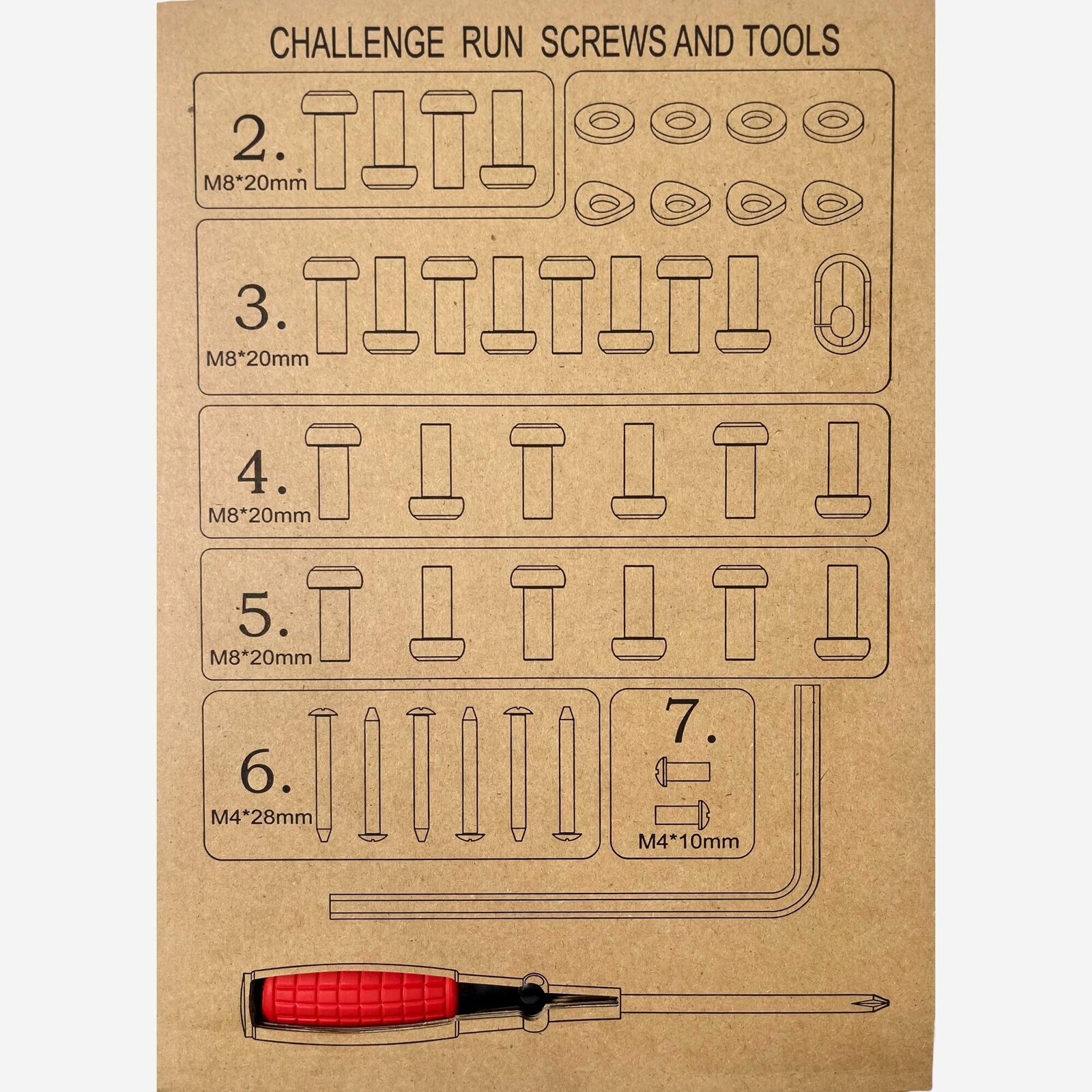 Súprava skrutiek bežeckého pásu Challenge Run