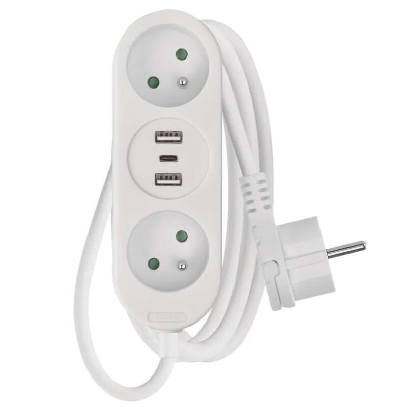 EMOS Predlzovaci kabel 16A (2zás. + 3 x USB) 2M P0212U