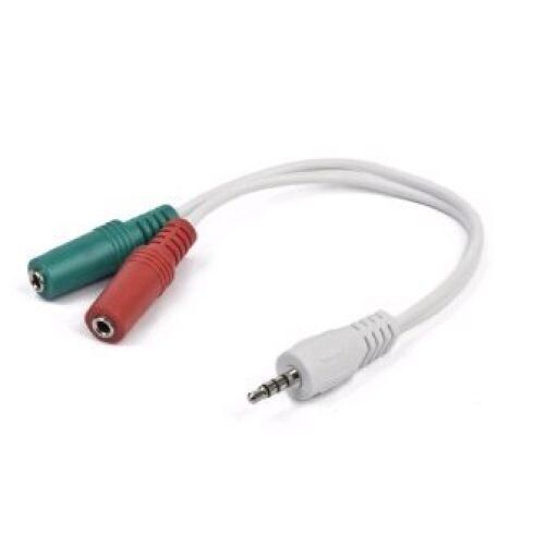Kábel CABLEXPERT rozdvojka jack 3,5mm (4 pólový) na 2x3,5mm MF, 20cm, biely CCA-417W