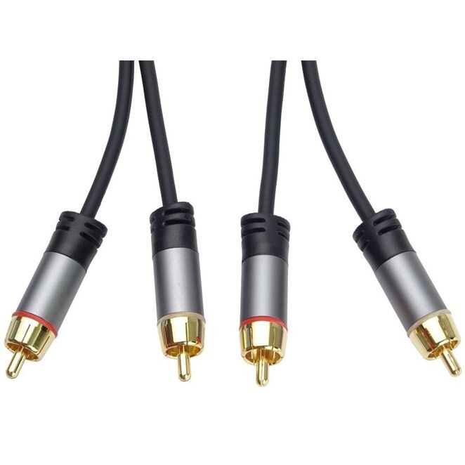 PremiumCord HQ tienený kabel 2x CINCH-2x CINCH MM 1,5m kjqccmm015