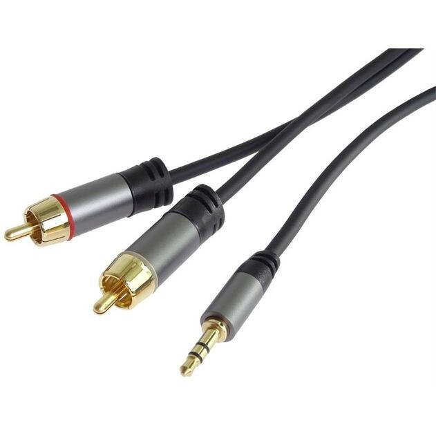 PremiumCord HQ tienený kábel stereo Jack 3.5mm-2xCINCH MM 1,5m kjqcin015