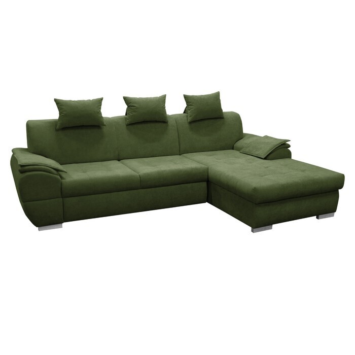 KONDELA Flosy Roh P rohová sedačka s rozkladom a úložným priestorom zelená