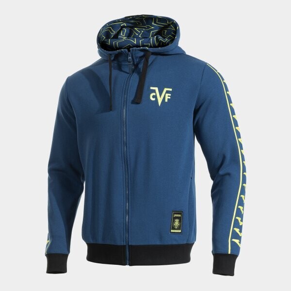 VILLARREAL ZIP-UP HOODIE NAVY BLUE YELLOW M