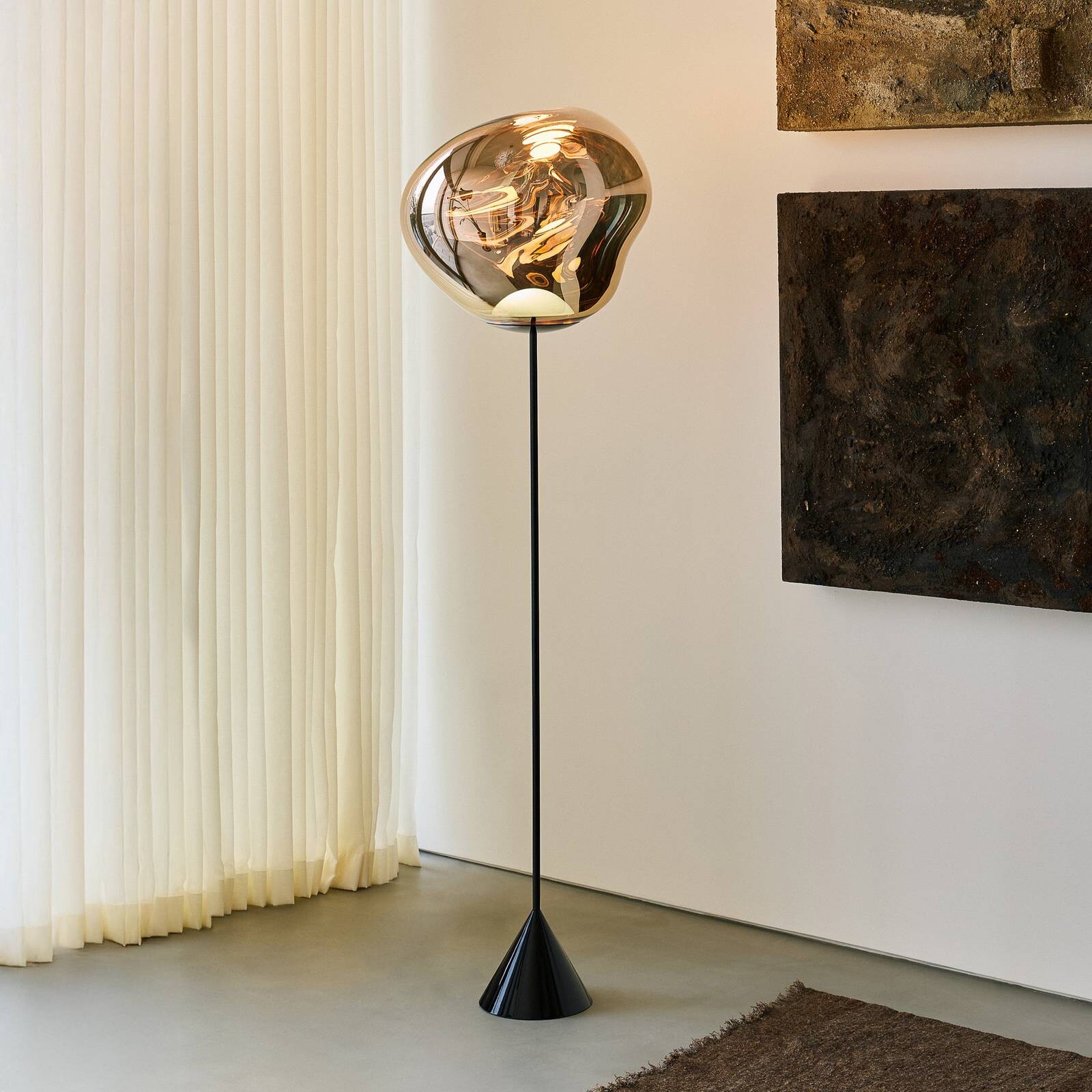 Tom Dixon LED stojacia lampa Melt Cone Slim, medená farba, Euro