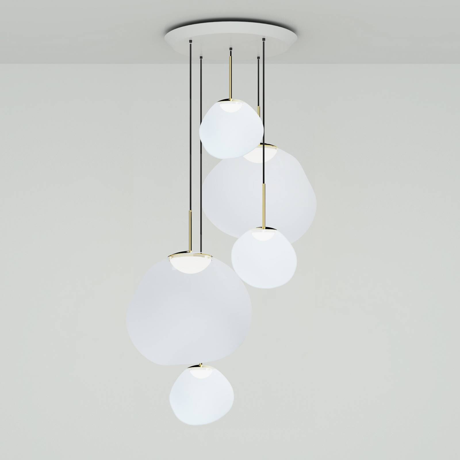 Tom Dixon Melt Pendant System Large Round, opálová/strieborná farba