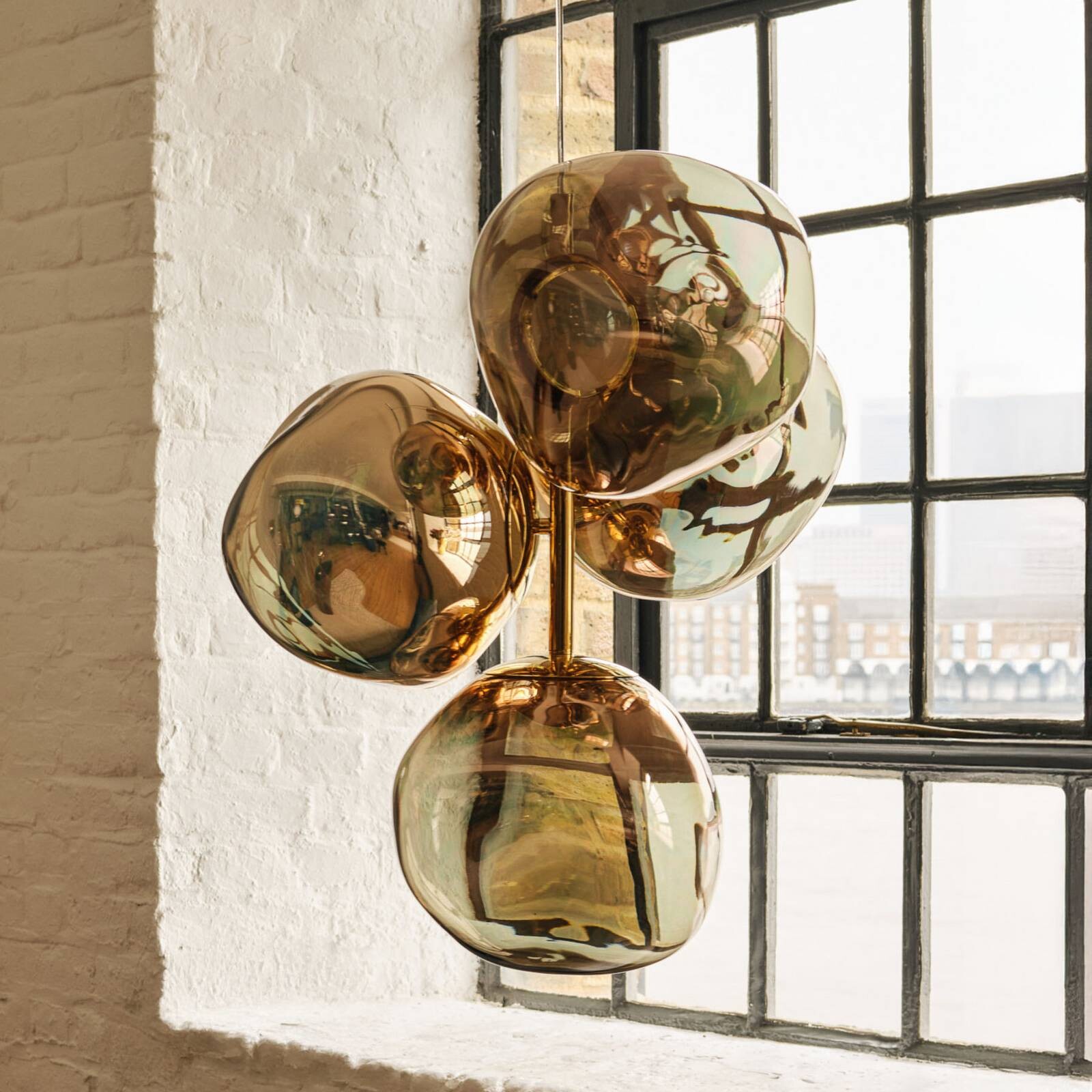 Tom Dixon LED závesné svietidlo Melt Chandelier Mini, bronzová farba