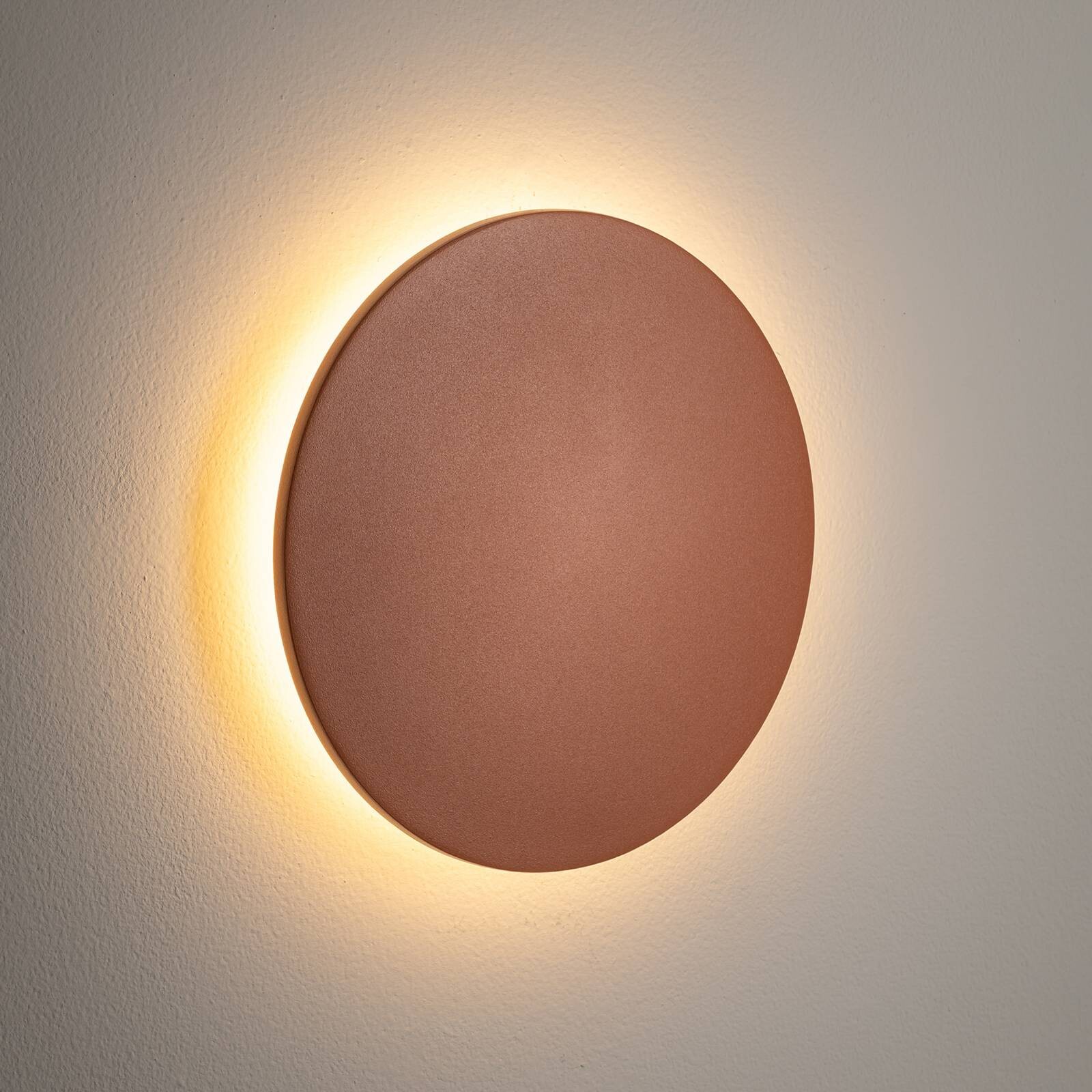 LED nástenné svetlo Aria M, tehlovo červené, hliník, Ø 18 cm