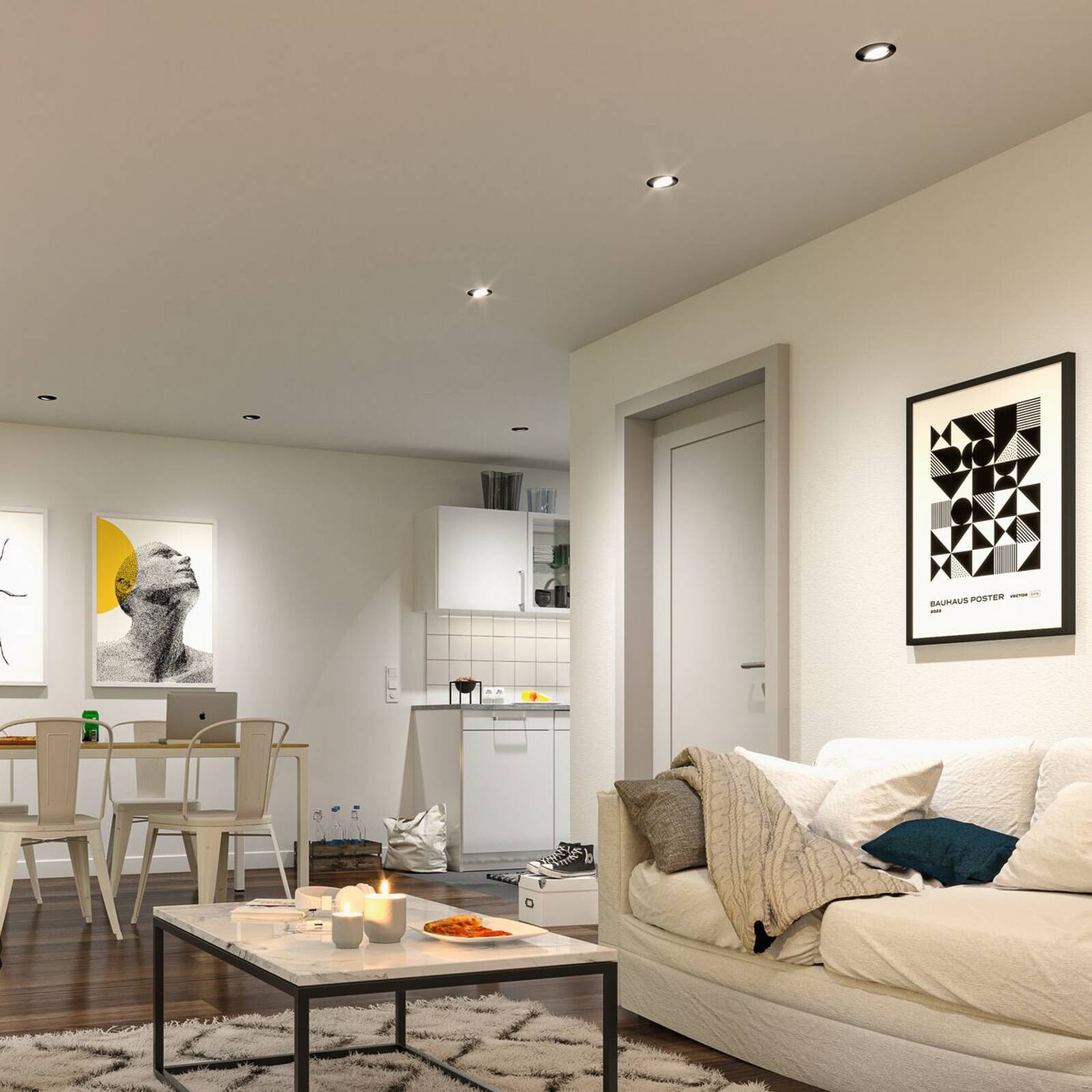 Paulmann zapustene LED svietidla biela Ø 8 cm 4,8 W 3-stupňové stmievateľné,