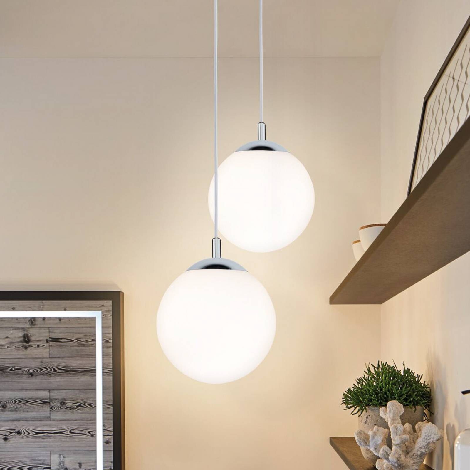 Paulmann závesné svietidlo Globe, biela saténová/chrómová Ø 20 cm IP44