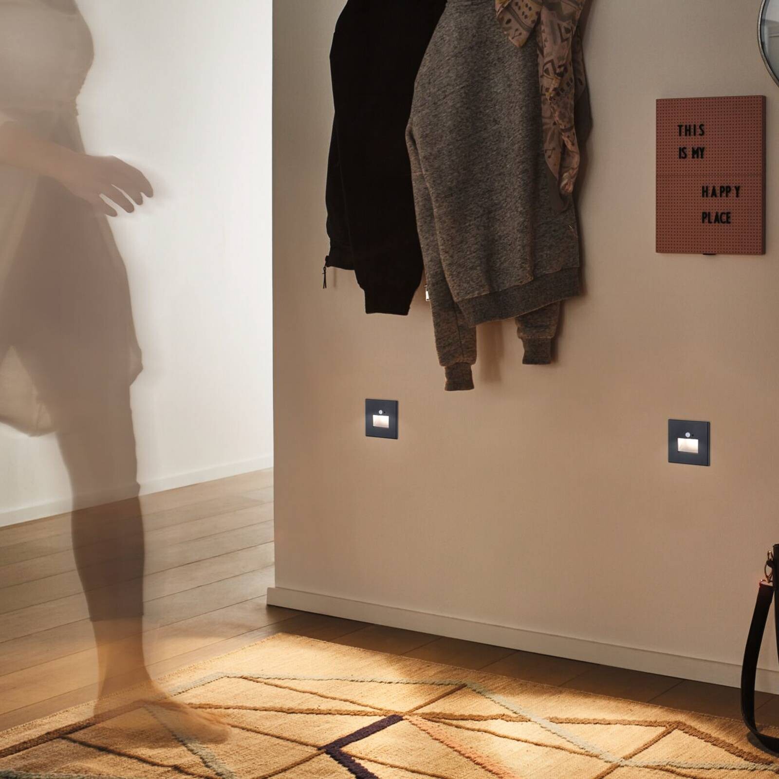 Paulmann LED senzorová nástenná svietidlo Edge Quadro čierna 8 cm