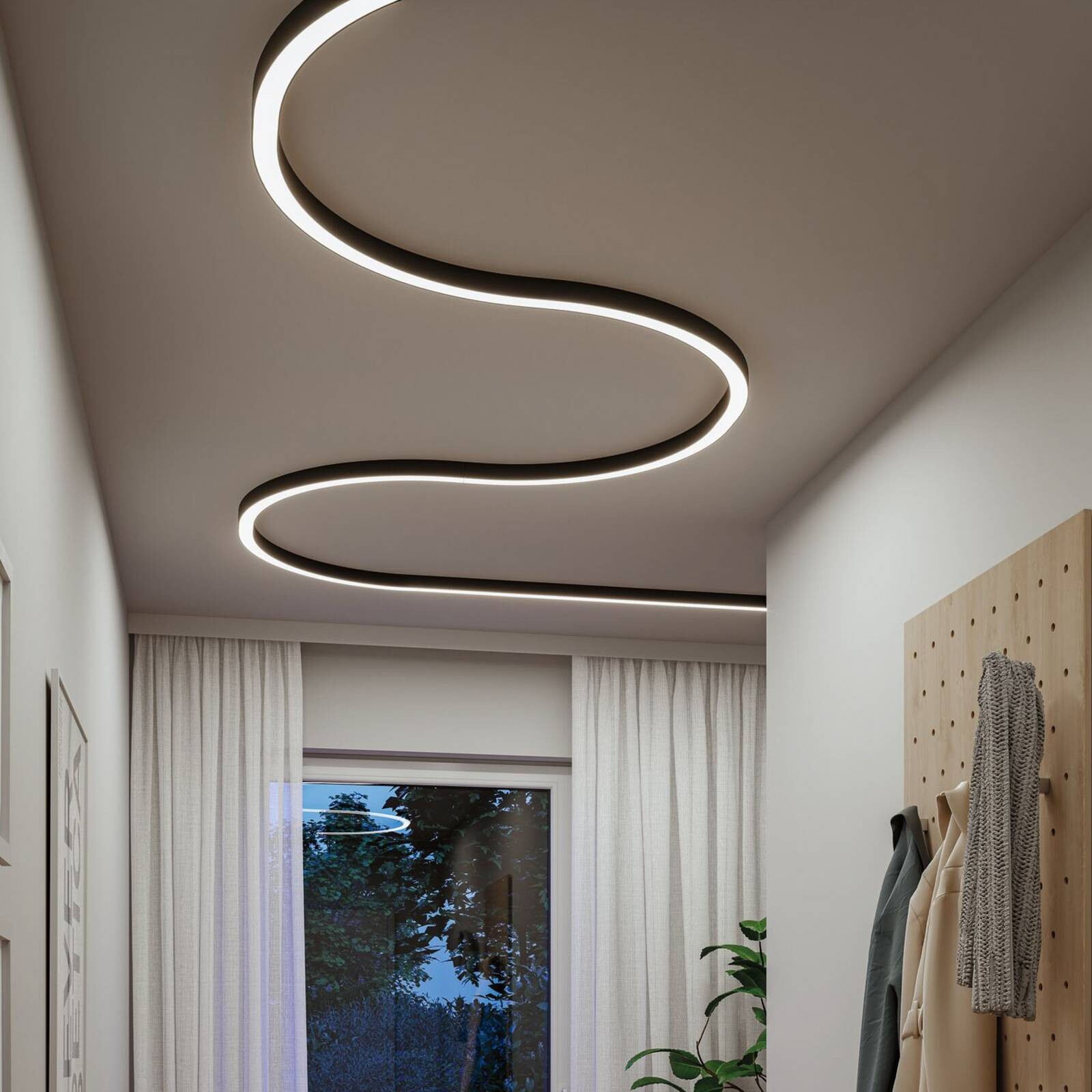 Paulmann LED svetelná lišta Linion, čierna, 90° ohyb, 3 000 K