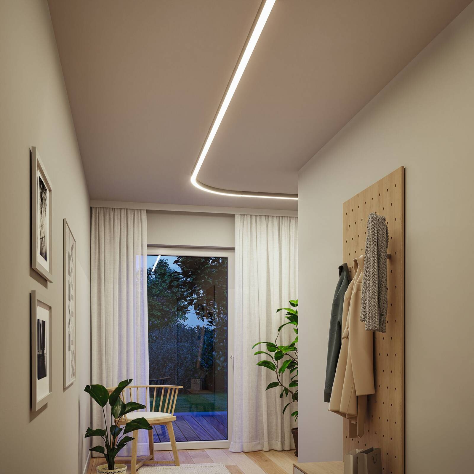 Paulmann LED svetelná lišta Linion, chróm, 90° ohyb, 3 000 K