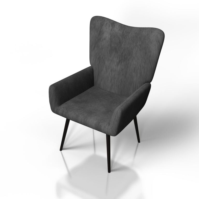 Pohodlné manžetové kreslo z manšestru, sivé