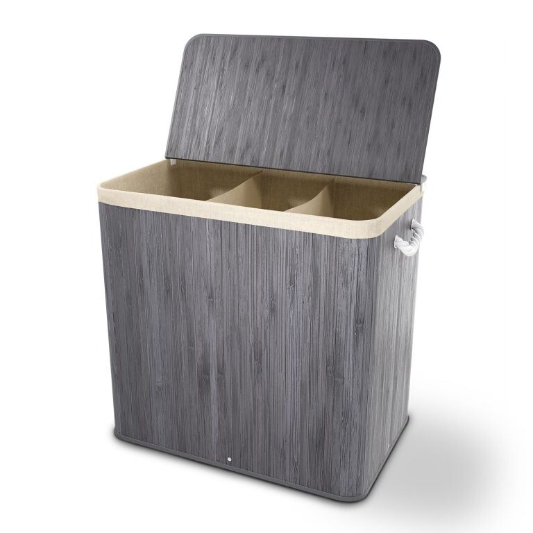 Bambusový košík na bielizeň 150 l s vekom a vreckom