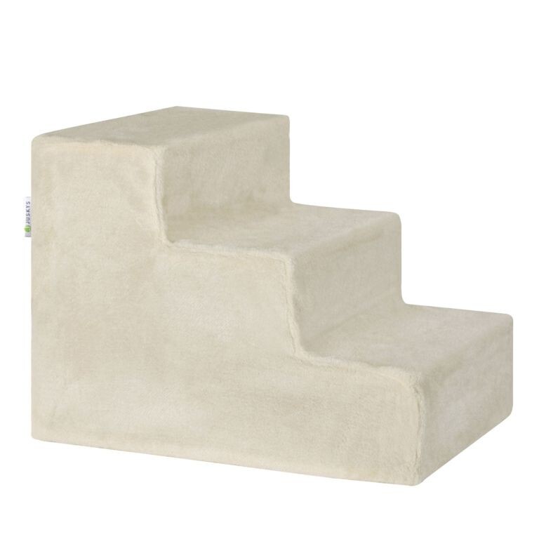 Béžové schodíky pre psov a mačky, 3 schodíky, mäkký plyš