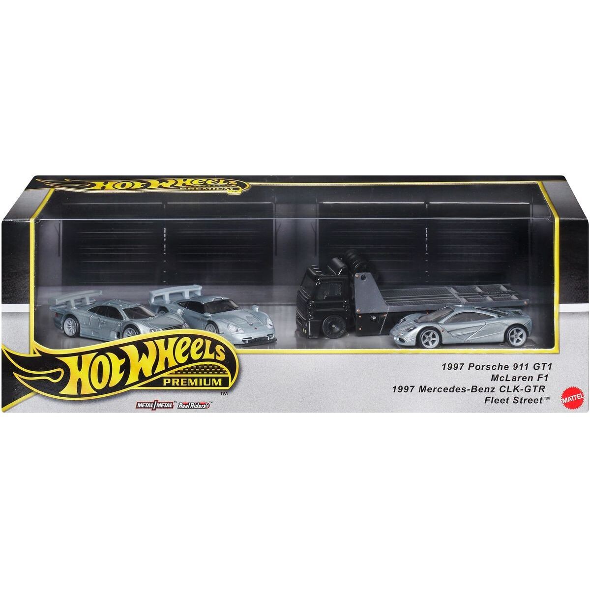 Hot Wheels Premium Angličák s týmovým ťahačom 3 ks - Závod le Mans