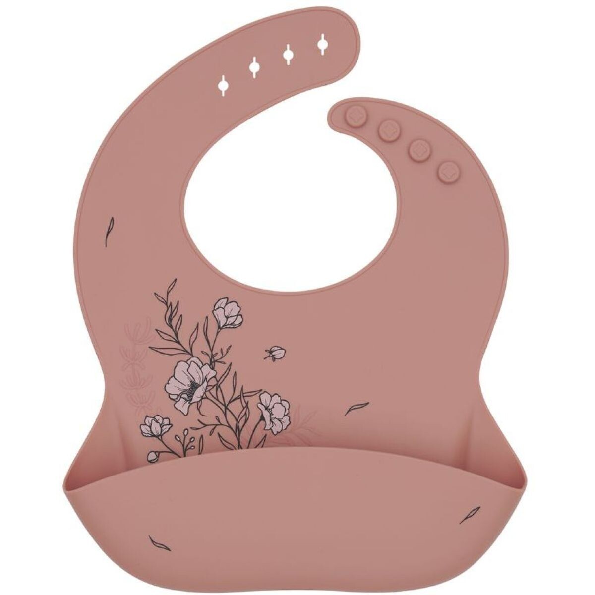 KikkaBoo Podbradník s vreckom Platinum Silicone Flora Blush