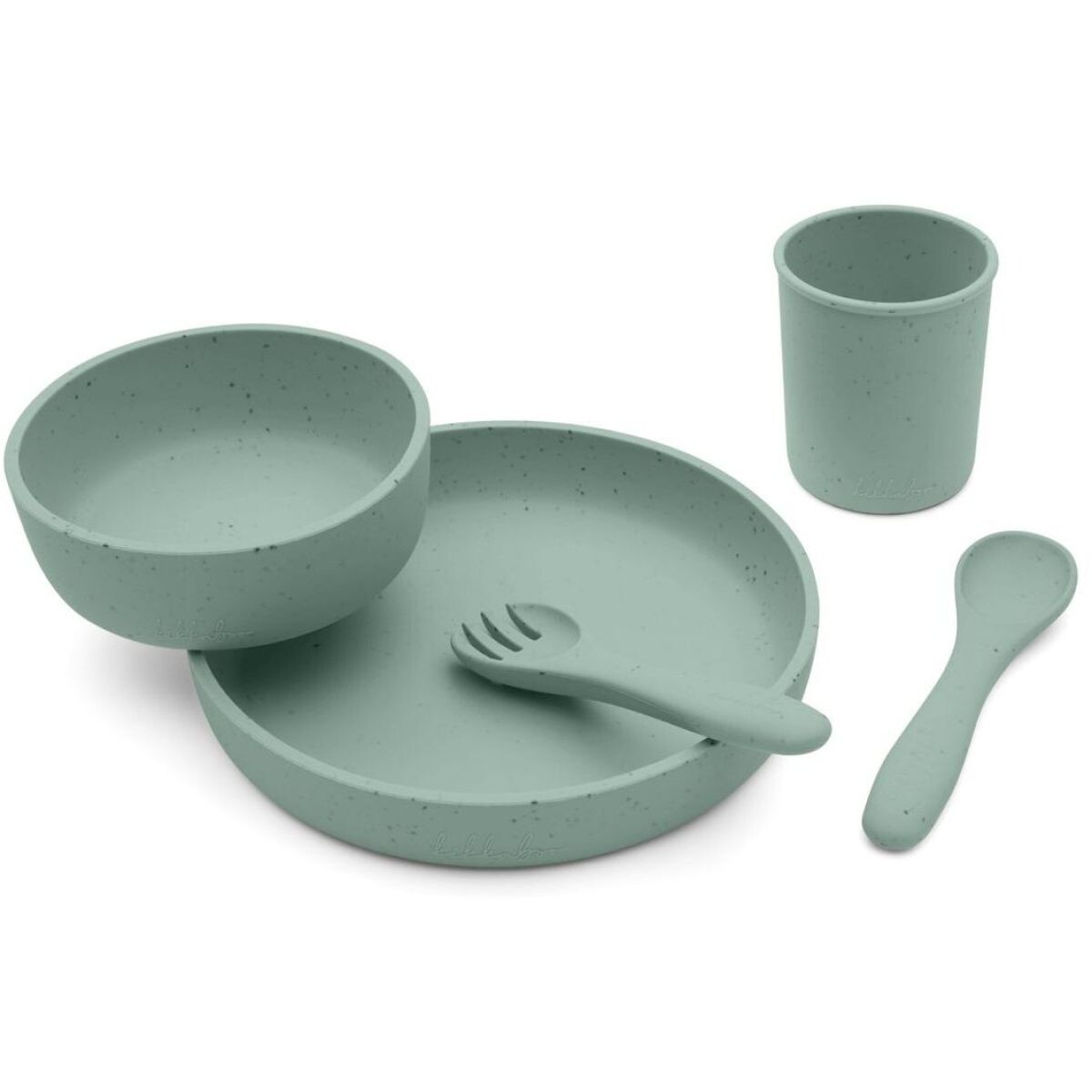 KikkaBoo Jedálenská sada 5-dielna Platinum Silicone Sage