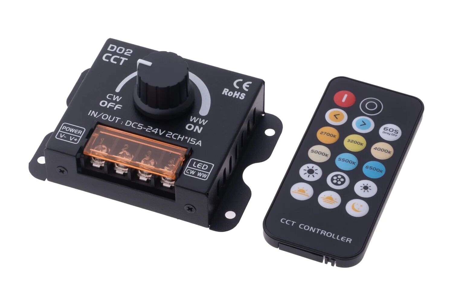 T-LED Manuálny stmievač 30A s ovládačom RFM pre CCT LED pásiky 064012