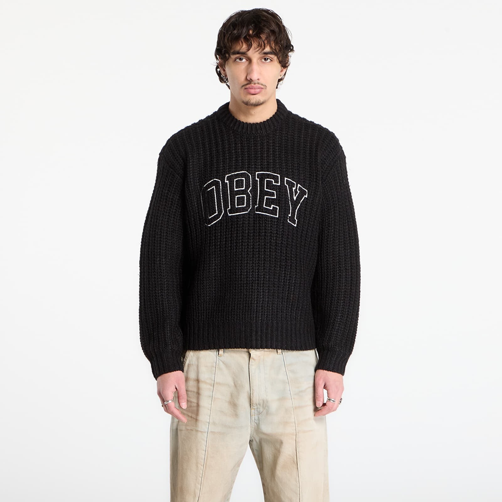 Sveter OBEY Collegiate Sweater Black Multi L