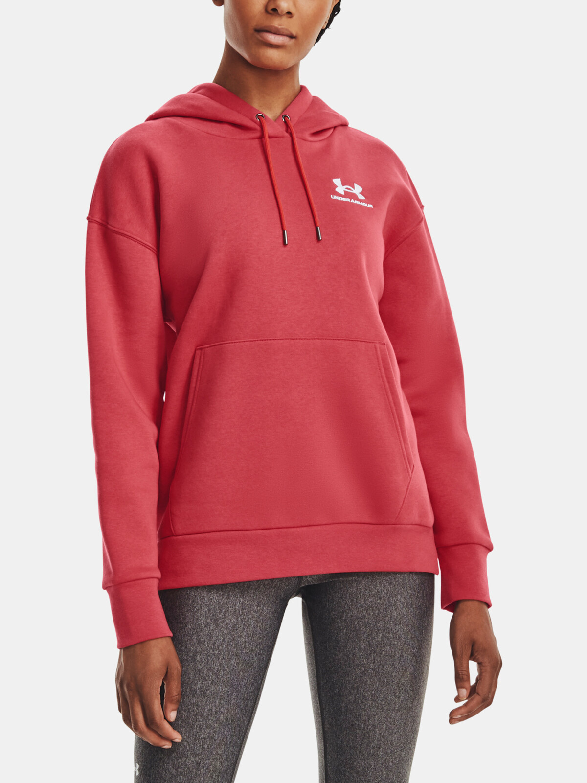 Červená mikina Under Armour Essential Fleece Hoodie