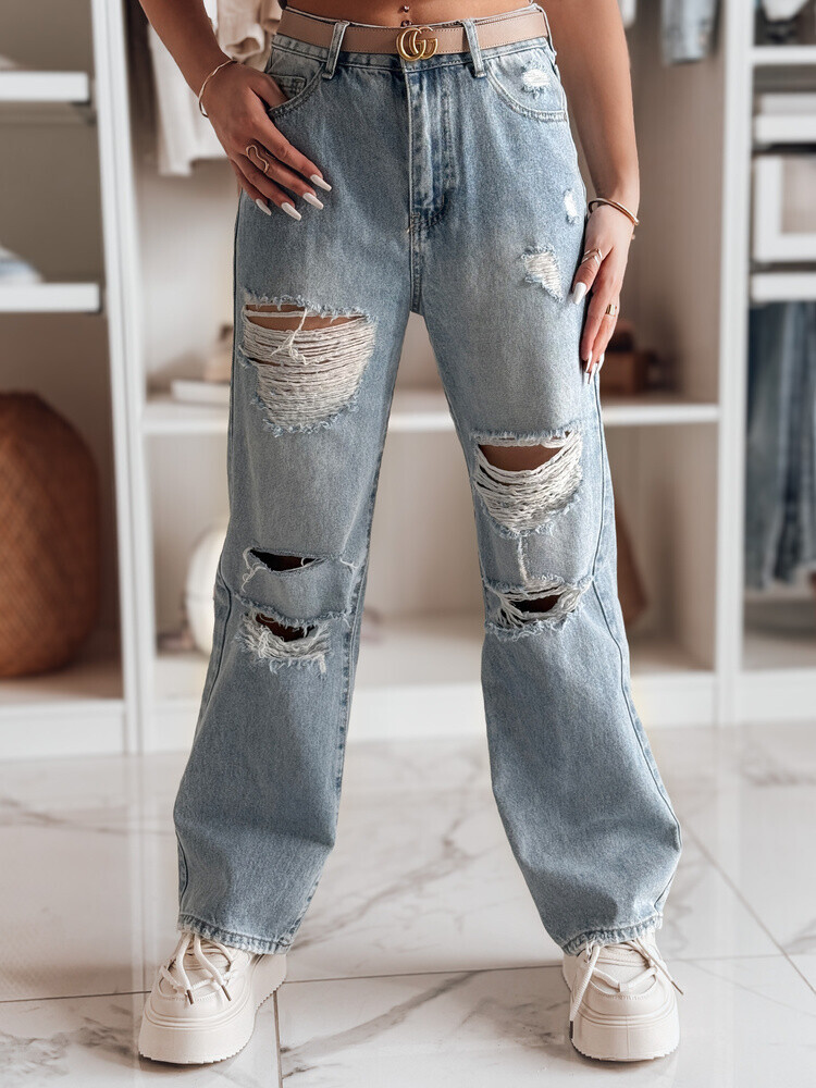 Dámske džínsy wide leg s dierami
